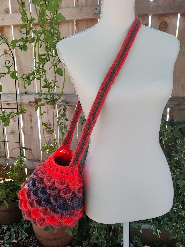 Dragon Scale Bag - Handmade Crochet - Ember Glow