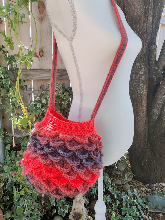 Dragon Scale Bag - Handmade Crochet - Ember Glow