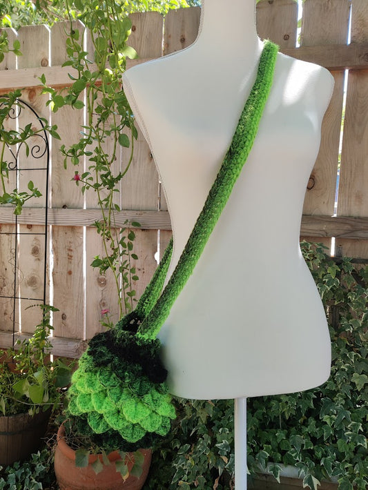 Dragon Scale Bag - Handmade Crochet - Bog Moss