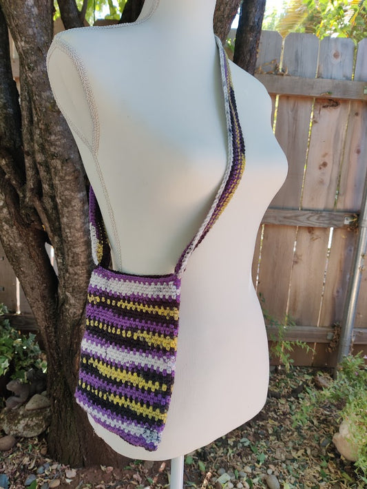 Pride Flag Bag - Handmade Crochet Moss Stitch - Nonbinary