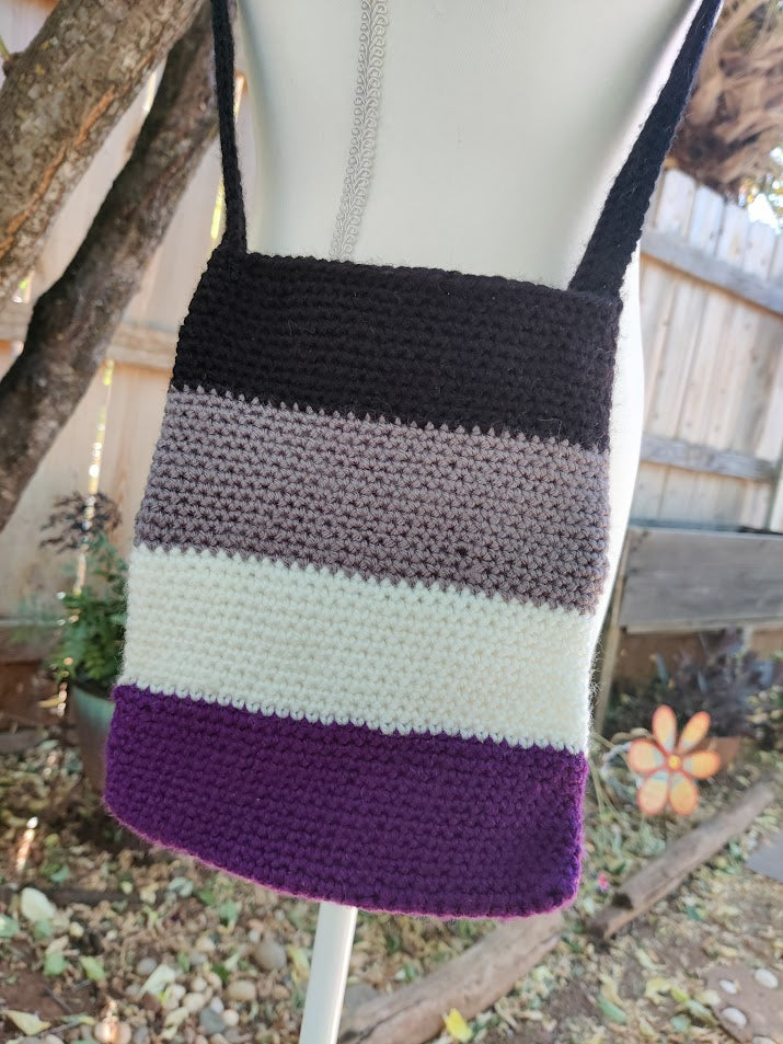 Pride Flag Bag - Handmade Crochet - Ace